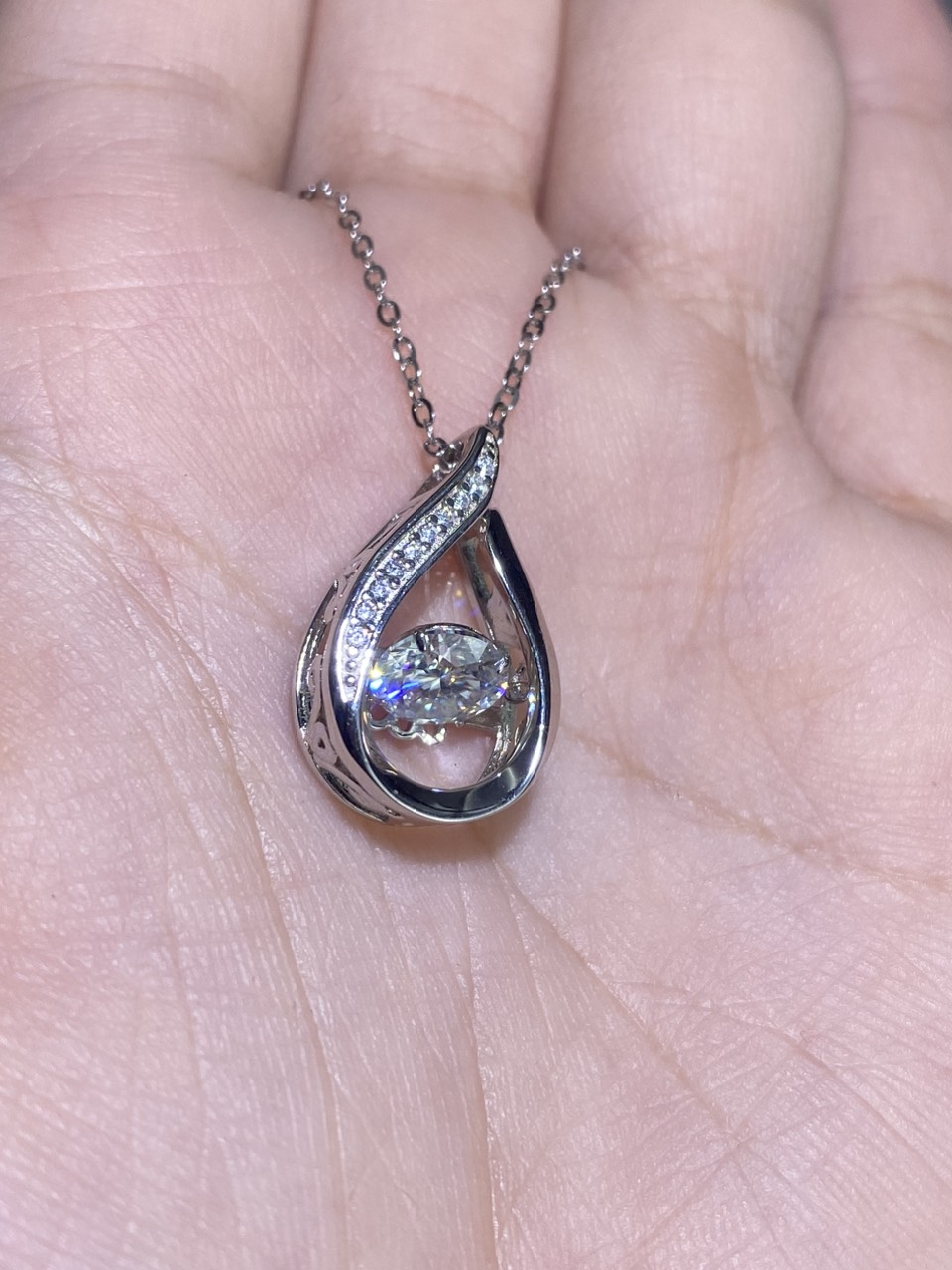 Dây cổ Bạc 925 xi Kim viên chủ Kim Cương nhân tạo Moissanite hạt 1.0 carat - N10.2.3.8