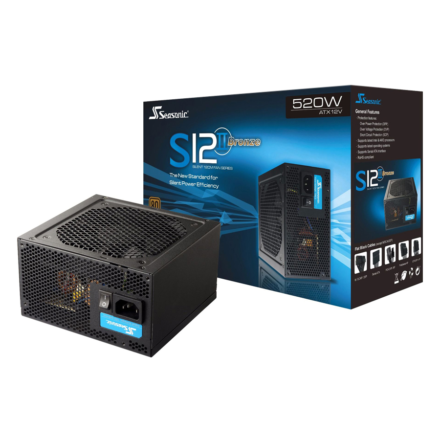 Nguồn Máy Tính PSU 520W 120mm Seasonic S12II-520 - Hàng Chính Hãng