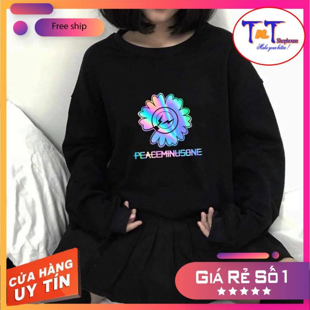 AS29 Áo Sweater Cúc Peaceminusone Phản Quang Áo Nỉ Dài Tay Unisex Nam Nữ Freesize Dưới 75 Kg