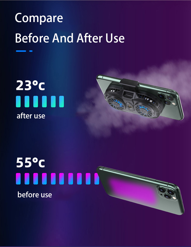 Mobile Phone Double Fan Radiator Phone Holder Cooling Pad Gamepad Controller Heat Sink Gaming Universal Phone Cooler For iphone