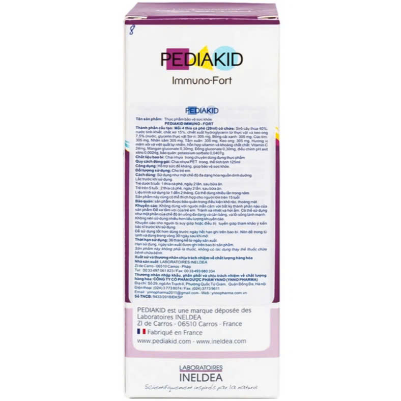 Siro Tăng Đề Kháng Cho Bé Pediakid Immuno Fort Giúp Phòng Ngừa Cảm Lạnh 125ml
