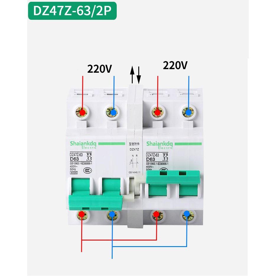 Bộ đổi nguồn điện 2P 63A Shaiankadq không gây mất điện dạng cơ độ bền cao, ats 2p 63A , aptomat, cầu dao đảo chiều