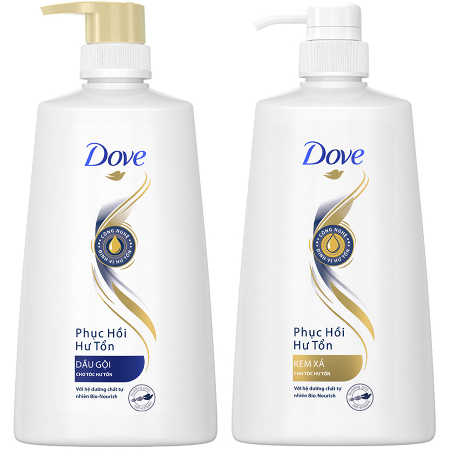 Combo Dầu Gội Dove Phục Hồi Hư Tổn 21123423 (650g) + Kem Xả Dove Phục Hồi Hư Tổn - 21123432 (620g)