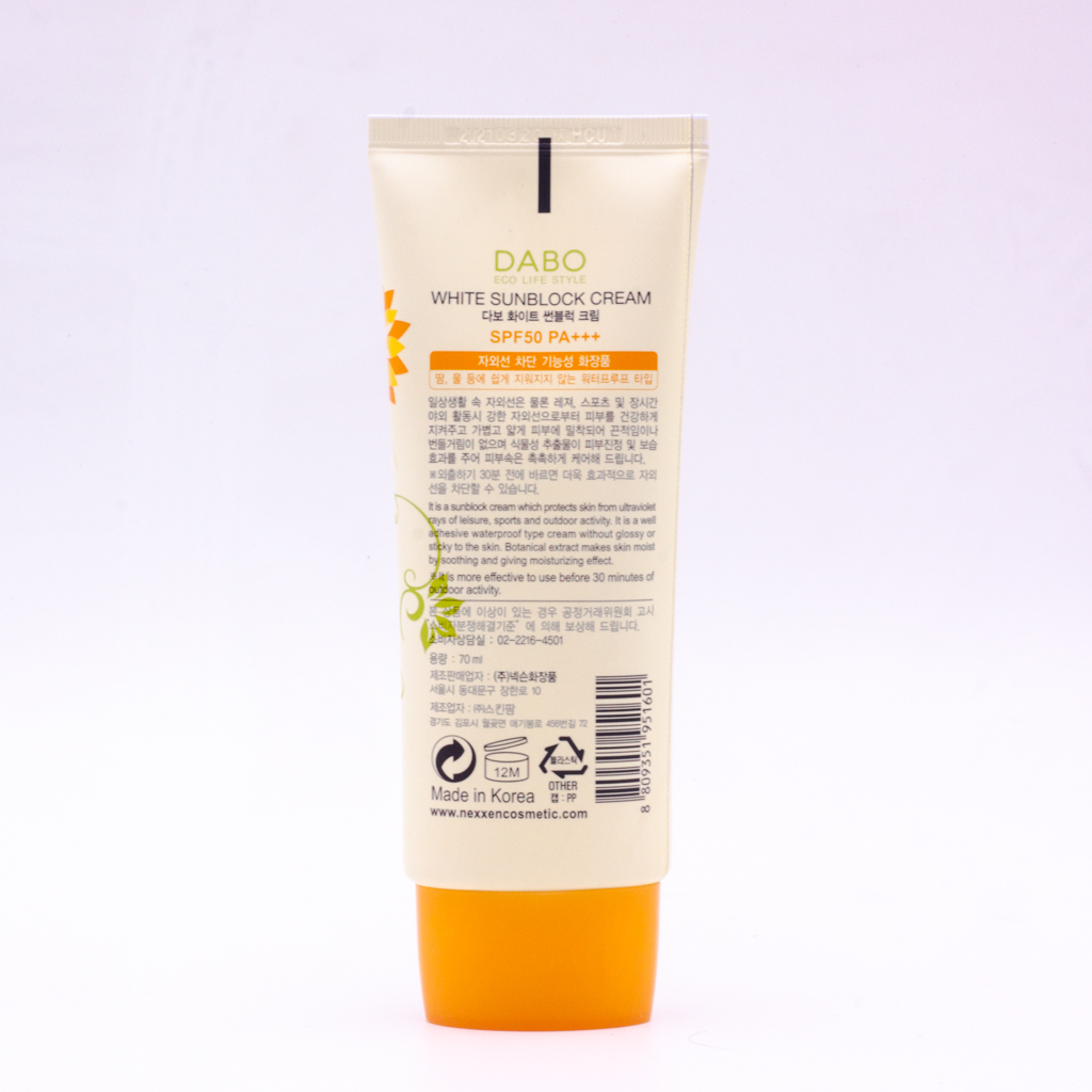 Kem chống nắng Hàn Quốc cao cấp Dabo White Sunblock Cream SPF 50 PA+++
