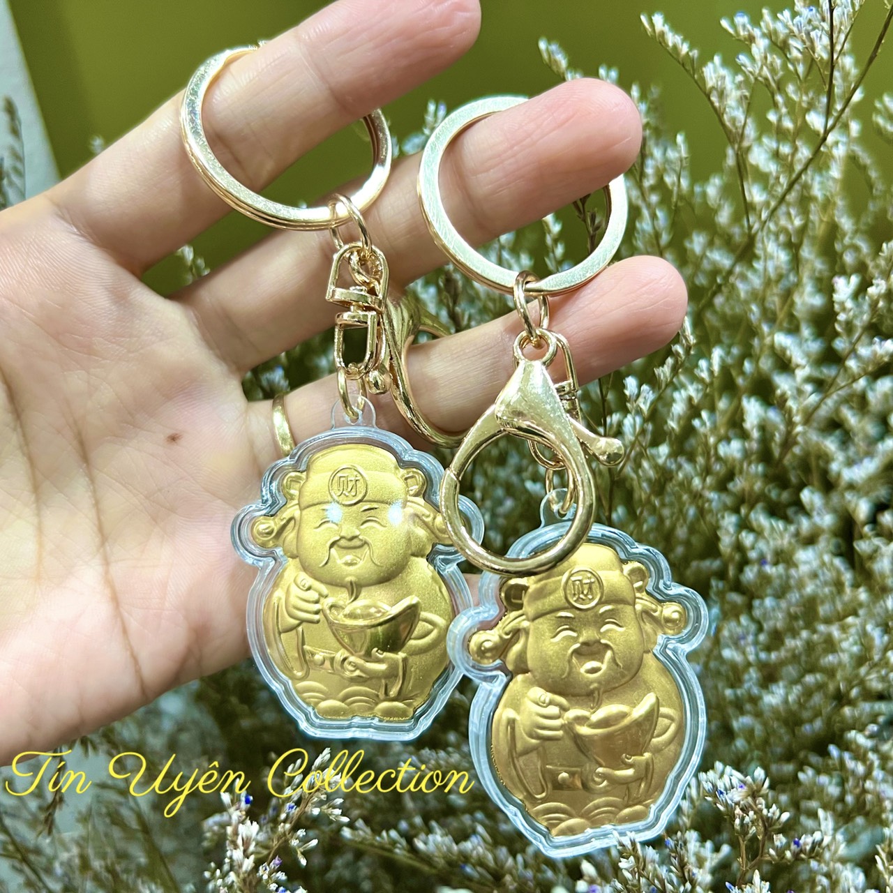 Móc Khóa Ông Thần Tài mạ vàng may mắn tài lộc treo khóa xe, treo túi ví, treo trang trí độc đáo