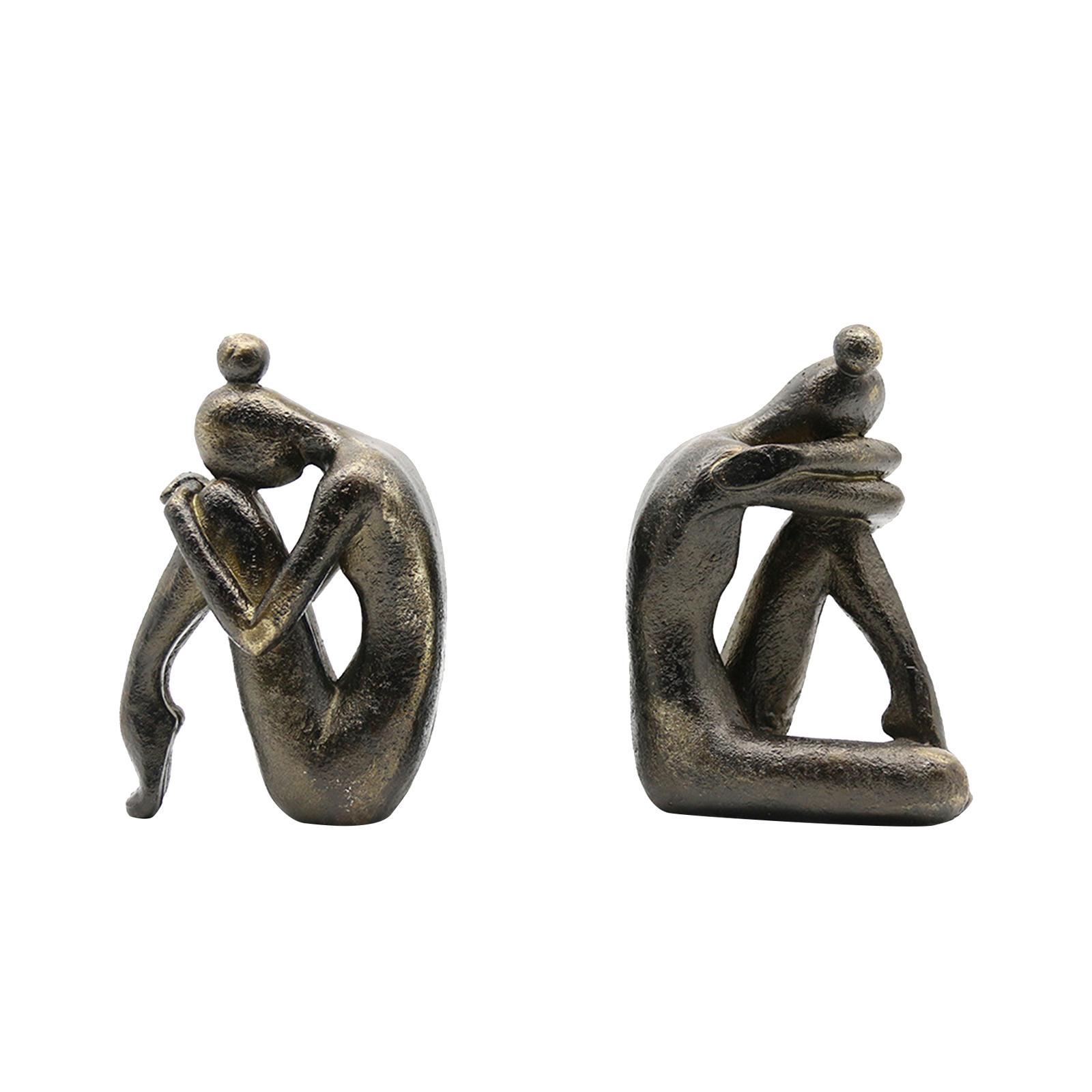 Thinker Bookends Figurine Bookend Decorative Bookends Desk Living Room Modern Home Female Book Stand Holder Resin Book Ends Book Stopper