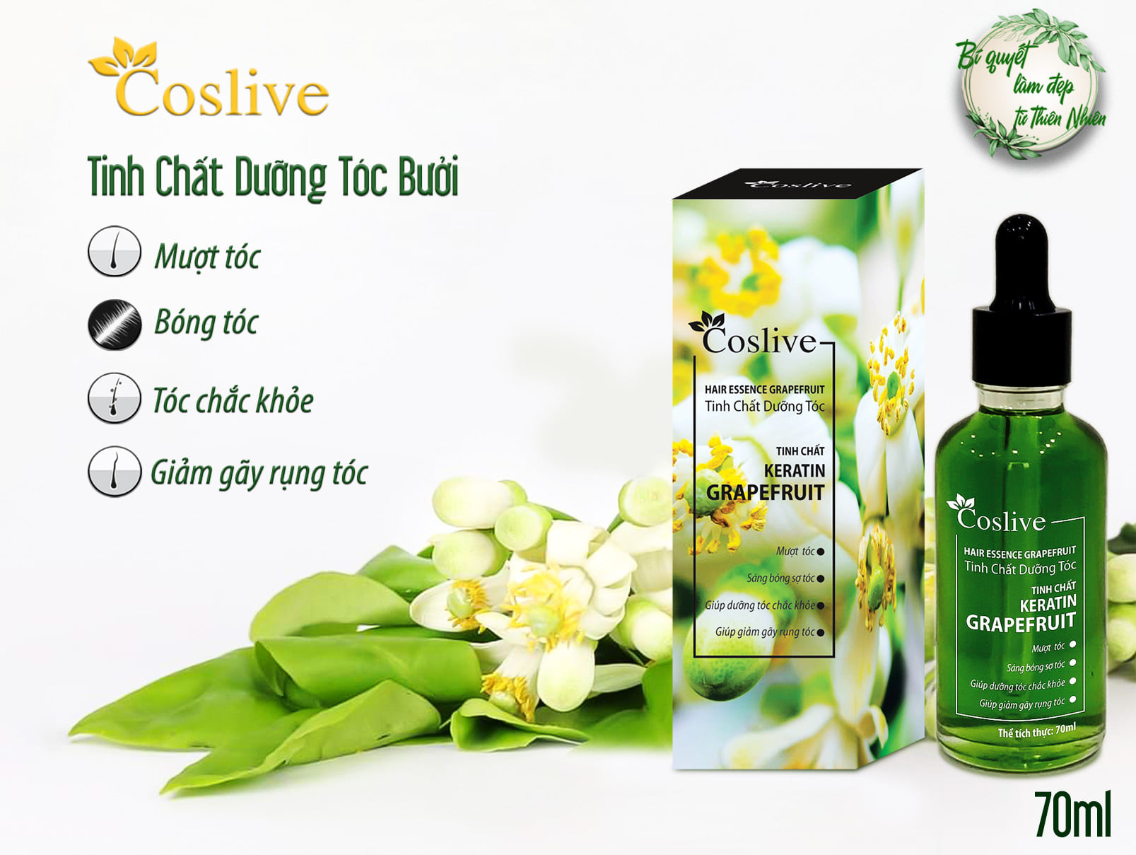 Tinh Chất Dưỡng Tóc Bưởi Coslive 70ml