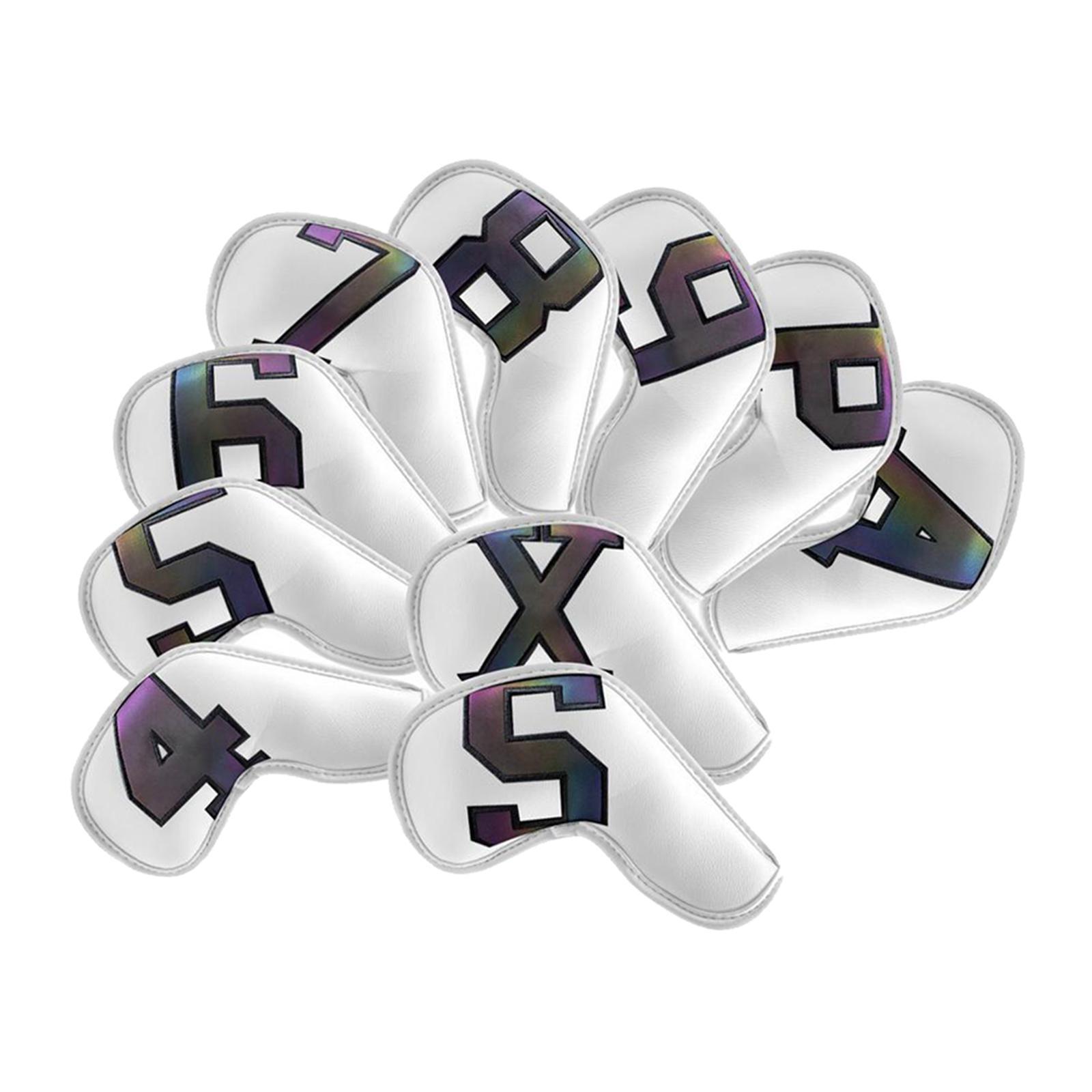 10Pcs Golf Iron Headcover PU Leather Club Covers Wedges Protect Sleeves