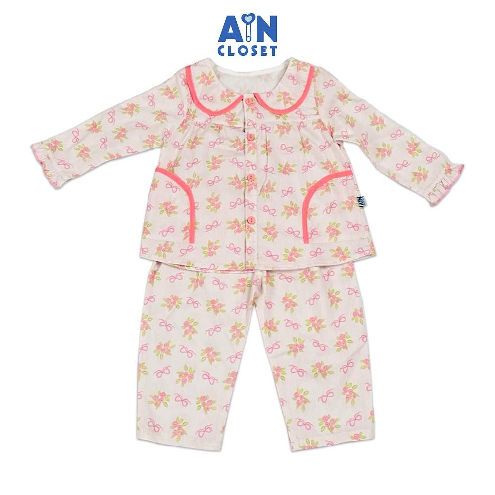 Bộ quần áo Dài bé gái họa tiết Hoa Hồng Nơ Cotton - AICDBGLGJGKE - AIN Closet