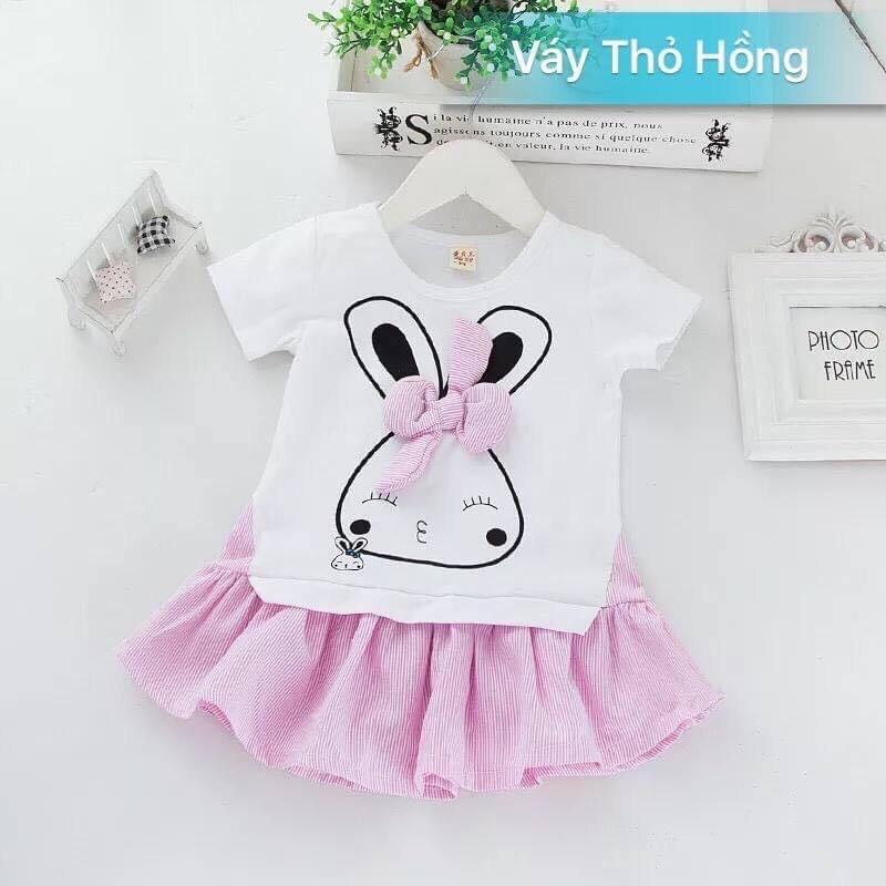 Áo Váy Hình Thỏ Phối Nơ Cực Dễ Thương Cho Bé Gái 6-19kg.