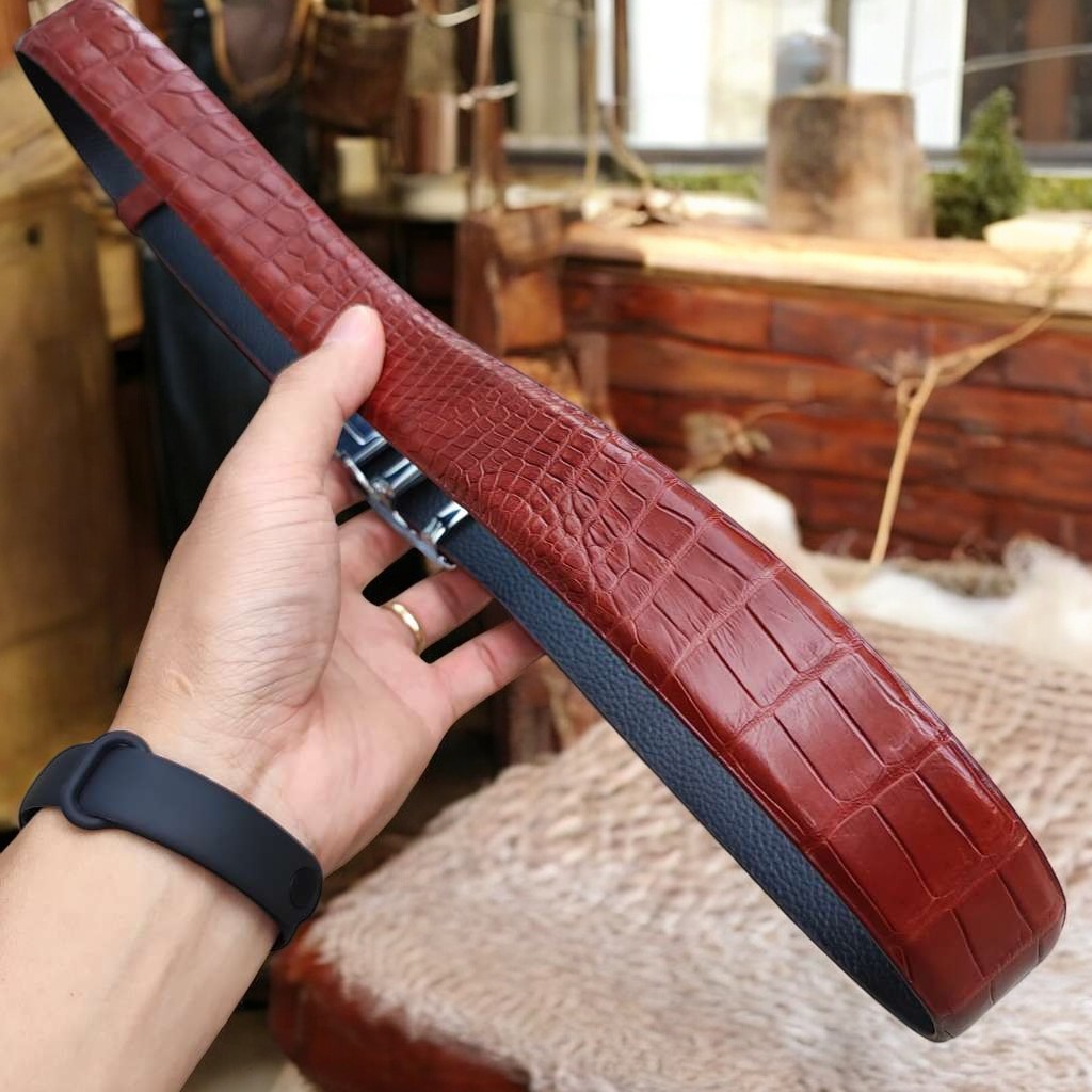 Thắt Lưng Da Bụng Cá Sấu N22ND_B (mặt bạc)