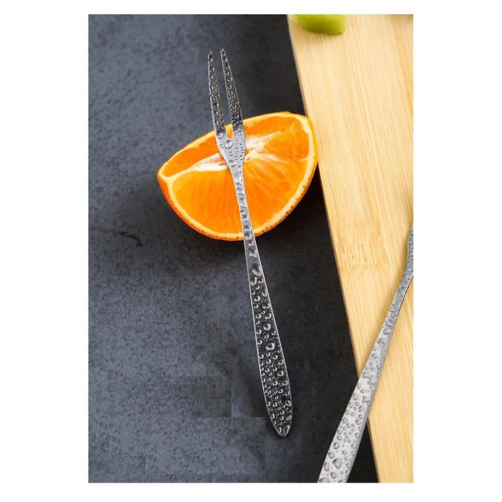 Nĩa xiên hoa quả, đồ ăn bằng inox loại 2 RĂNG dài 14cm R0220