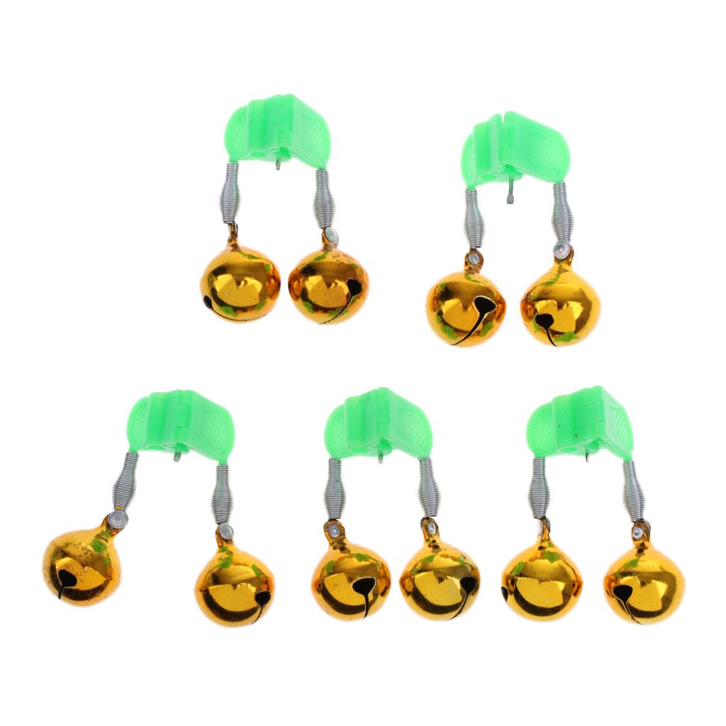 5pcs Night Fishing Rod Float Twin Bells Ring Fish Bait Bite Alarm Bell Metal Alerter Fishing Tool Accessory