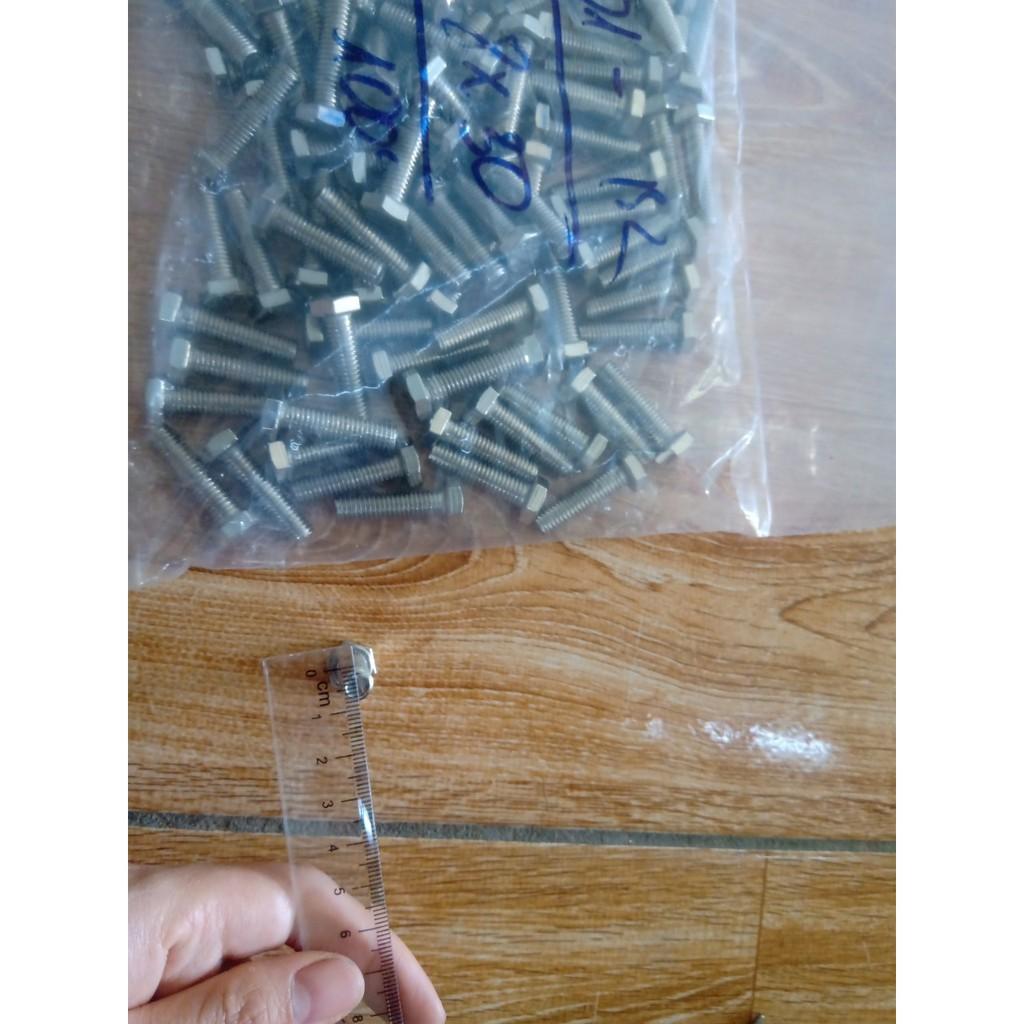 Bulong inox LGN inox 201 M8 ren suốt Combo 50 Chiếc