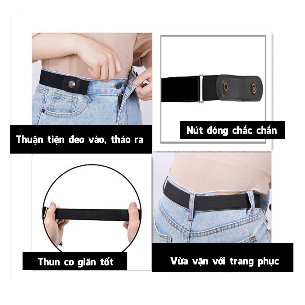 Dây Đai Half Belt Thắt Lưng Nịt Quần Thun Chun Cúc Bấm Co Giãn Không Khoá