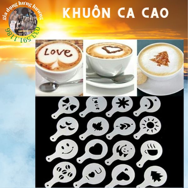 khuôn cacao 16 mẫu chuyên dụng cụ pha chế trà sữa, bartender