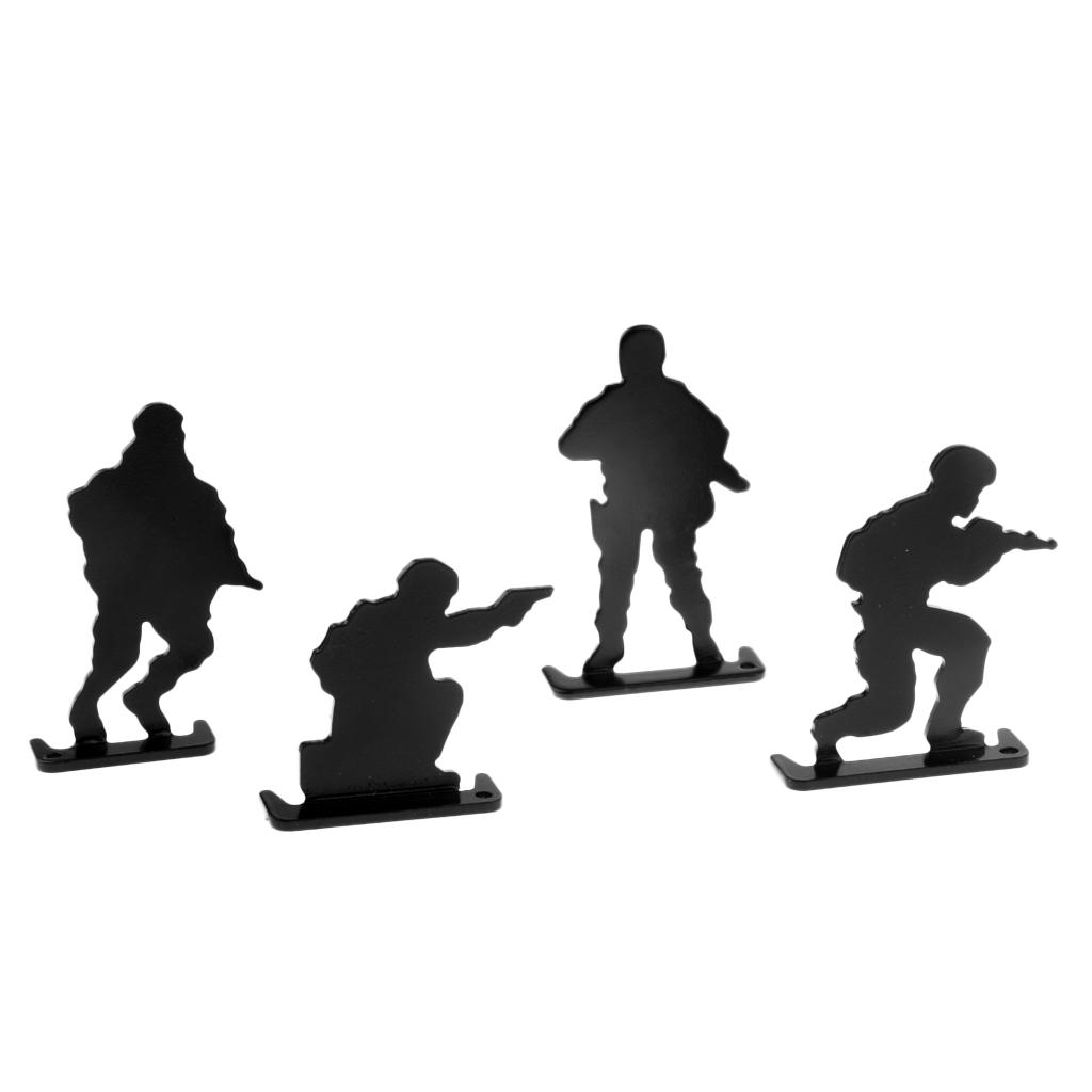 4pcs Metal Shooting Targets Plinking Target Mini Soldiers Silhouette Targets