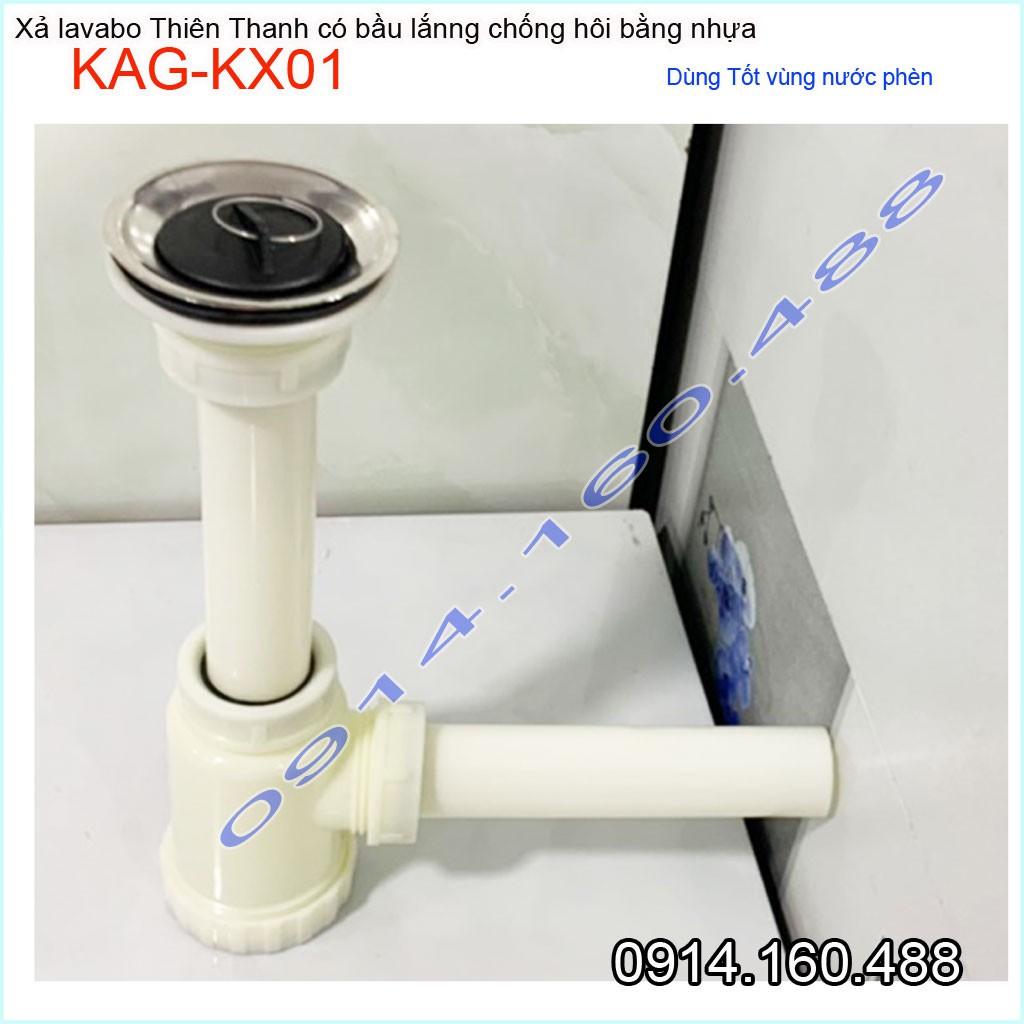 Bộ xả lavabo Thiên Thanh KAG-KX01,xả chậu rửa mặt chặn tóc có bầu lắng chống cặn thoát nhanh xả tốt