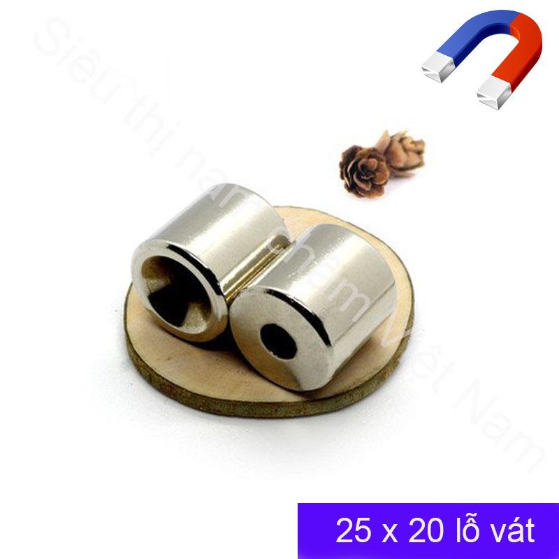 Nam châm 25x20mm lỗ vát viên hình tròn đất hiêm siêu mạnh