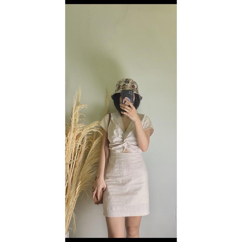 Đầm linen xoắn ngực - AUDREY STUDIO