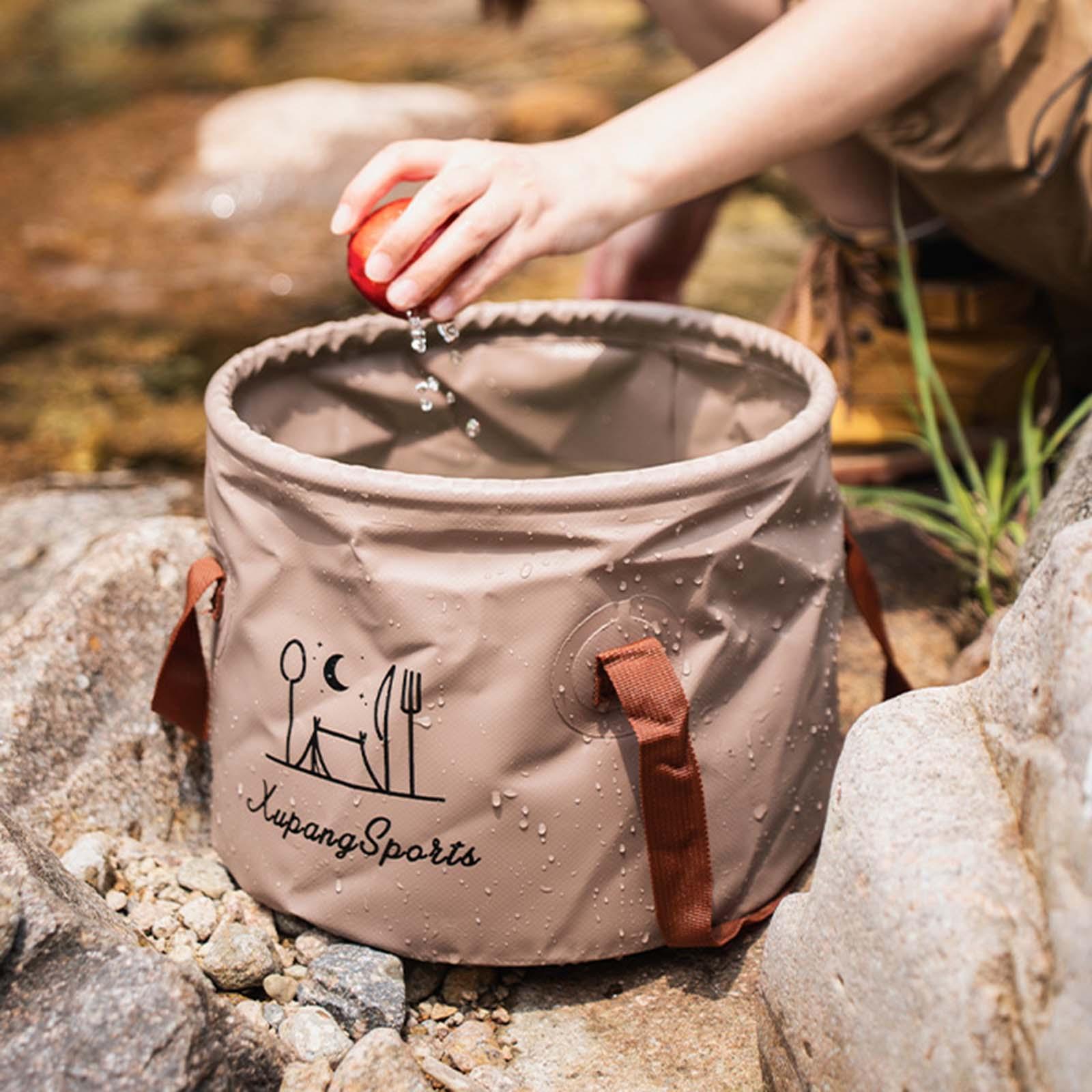 Collapsible Bucket Water Container Waterproof Portable Lightweight with Handle Fishing Bucket Foldable Wash Basin for Hiking Fishing Camping