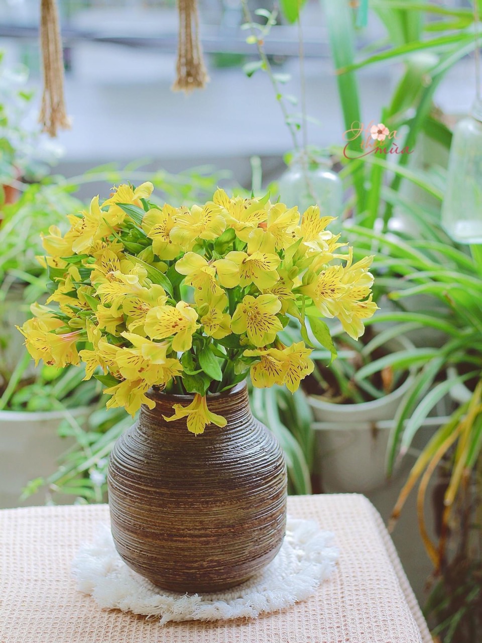 Lọ hoa gốm sứ Bát Tràng gốm mộc cao 18cm