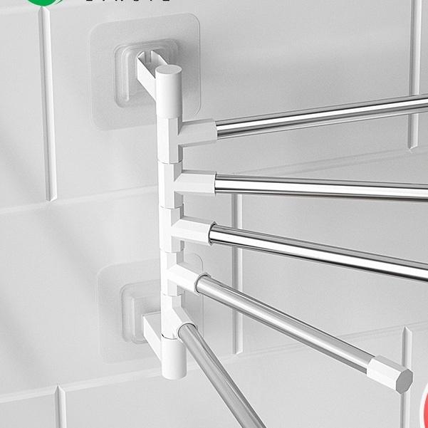 Giá treo khăn dán tường thiết kế xoay 180 độ Móc treo đồ inox Kệ để đồ nhà tắm giá treo quần áo tiện ích