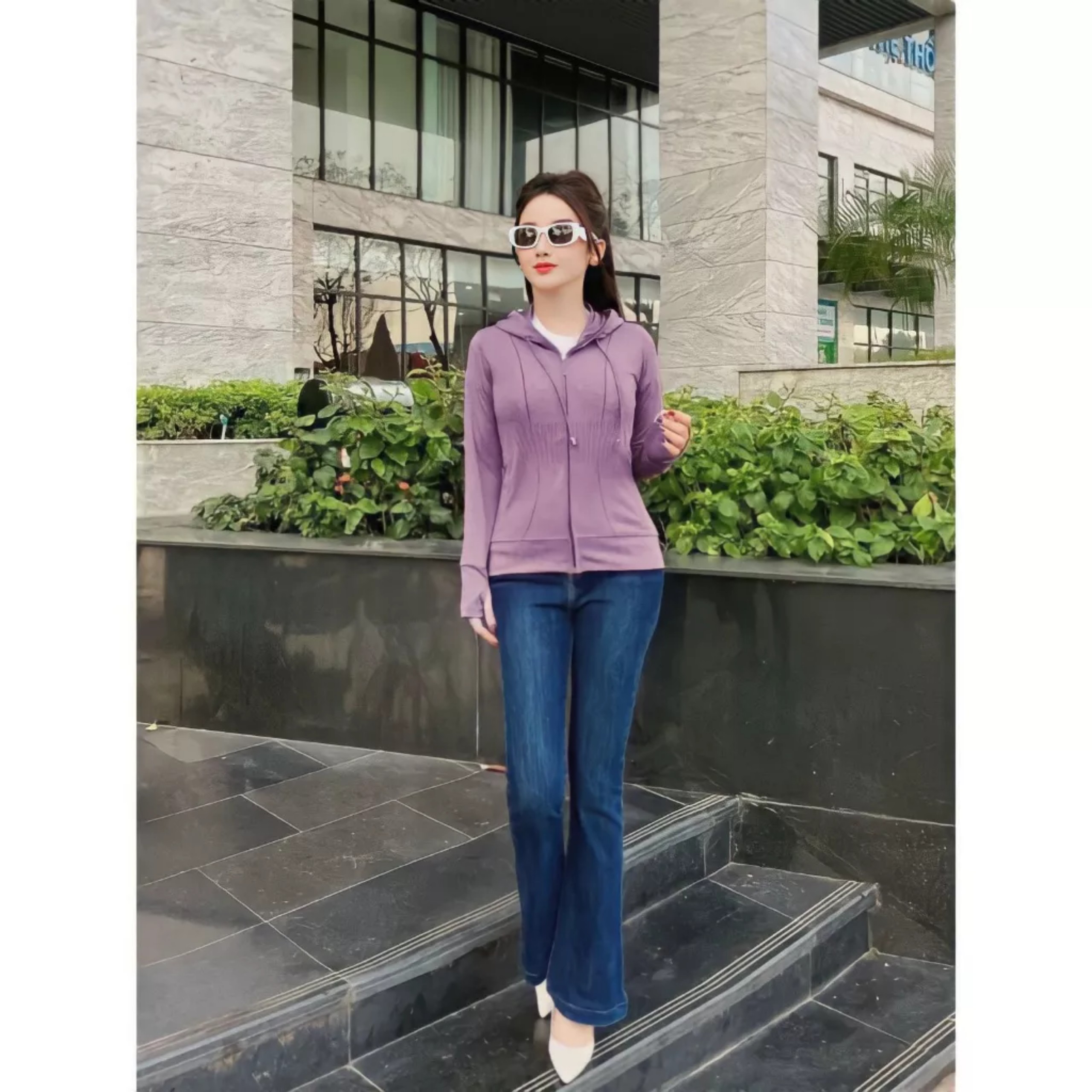 Áo Chống Nắng Nữ Dài Tay Thun Lạnh Co Dãn 4 Chiều Vải Đốm Xước Dáng Ôm Nhiều Màu