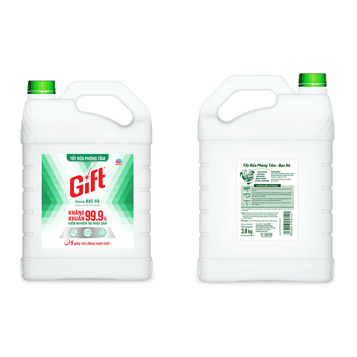 Nước rửa nhà tắm Gift Bạc hà 3,8kg