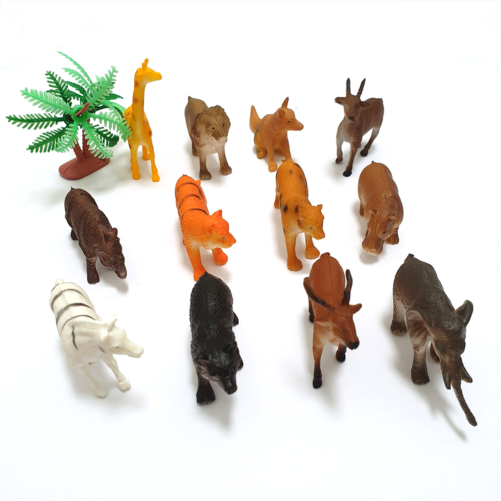 Combo 2 bộ đồ chơi mô hình động vật Safari (5-7 cm) 13 chi tiết sống động Animal World cho bé