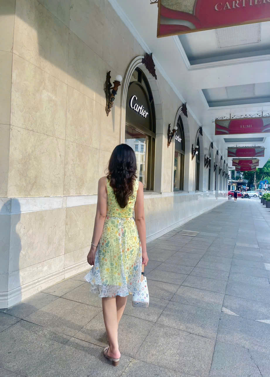 Đầm Xoè  Nữ Tính Thanh Lịch  Soleil  hoa vàng thời trang thiết kế Hity Dre218