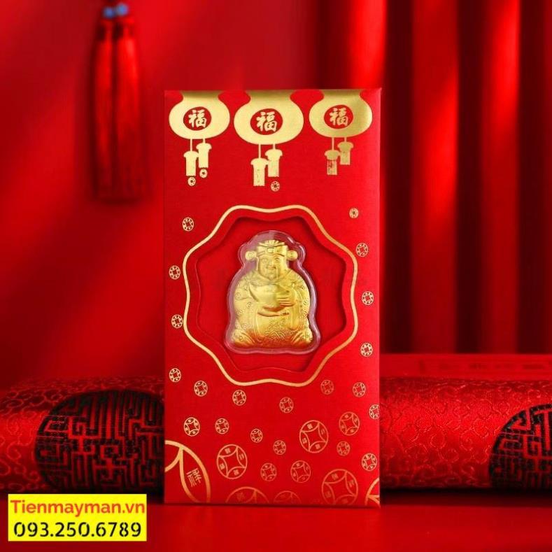 Lì Xì Thần Tài, Hình Hổ Vàng Mạ Vàng 24K - Bao Lì Xì May Mắn Rước Tài Lộc