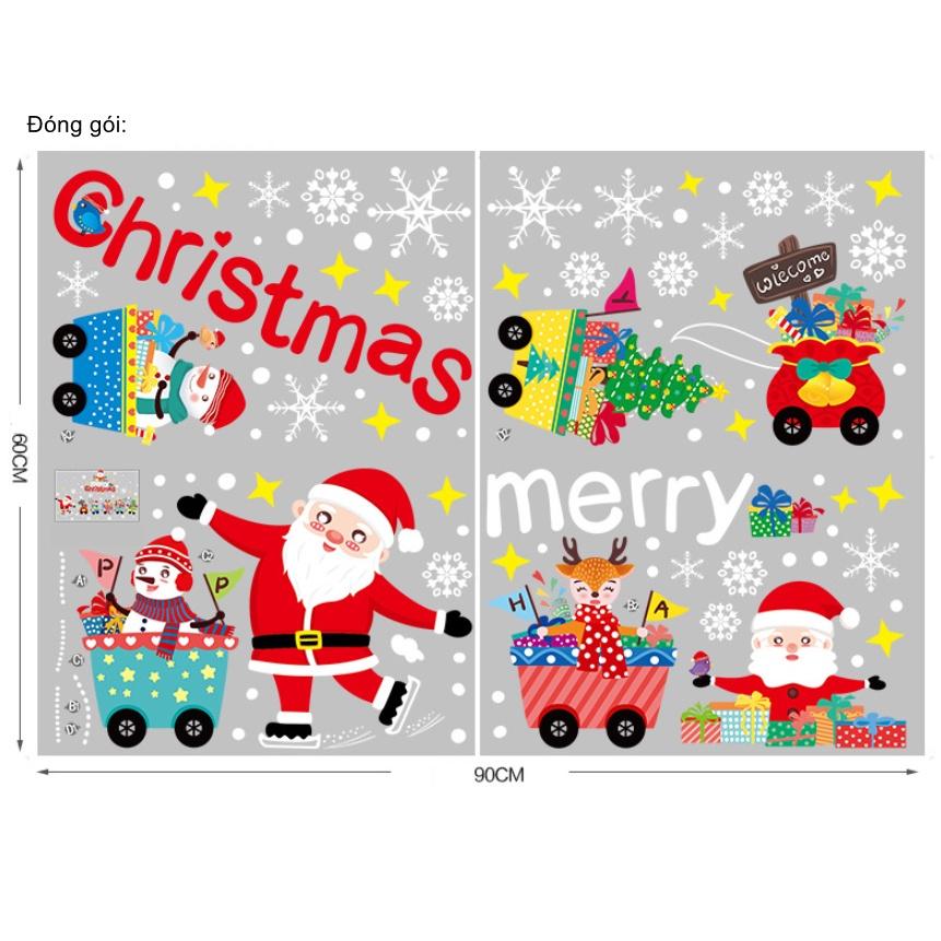 Decal trang trí Noel Hít Tĩnh Điện 2 mặt - ĐOÀN TÀU MERRY CHRISTMAS