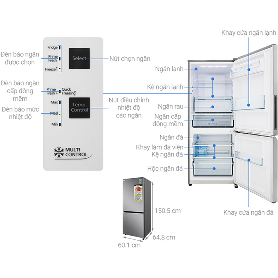 Tủ lạnh Panasonic Inverter 255 lít NR-BV280QSVN