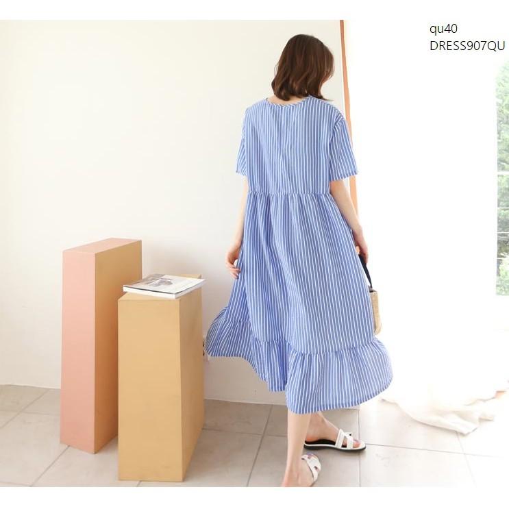 DRESS814 ĐẦM SUÔNG SỌC NGẮN TAY