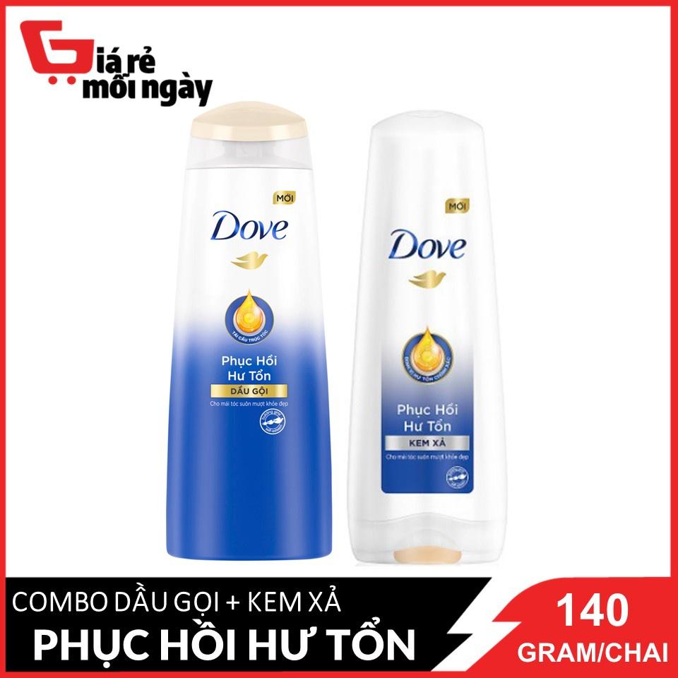 Combo Dầu Gội + Kem Xả Dove Phục Hồi Tóc Hư Tổn 140 Gram x2