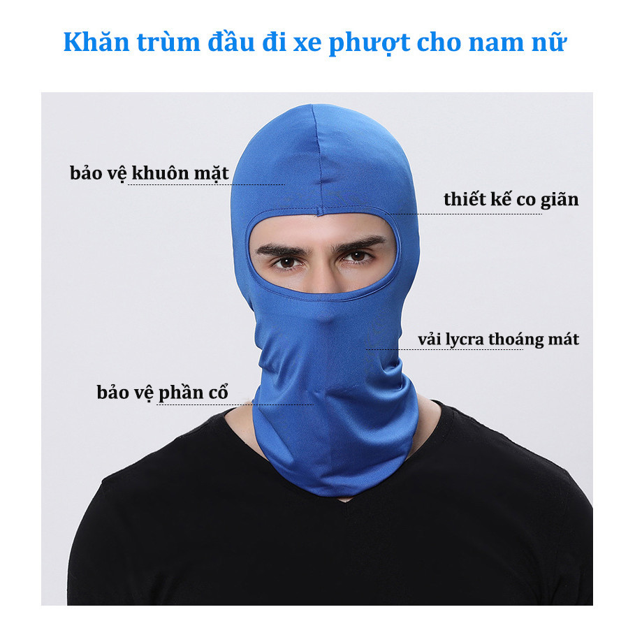 Khăn trùm kín mặt chống nắng, chống tia UV khi đi xe dành cho cả nam và nữ Rimix Khăn trùm đầu Ninja Fullface đi phượt (Màu đen) KHẨU TRANG TRÙM KIỂU NINJA