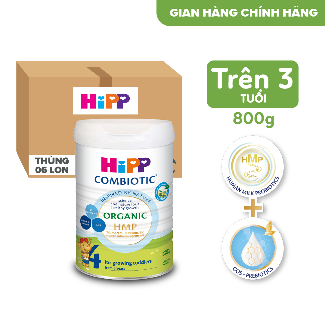 Thùng 6 lon Sữa bột công thức HiPP 4 Organic Combiotic 800g