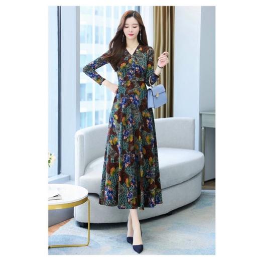 HÀNG NHẬP - ĐẦM MAXI THUN LỤA TAY DÀI IN HỌA TIẾT