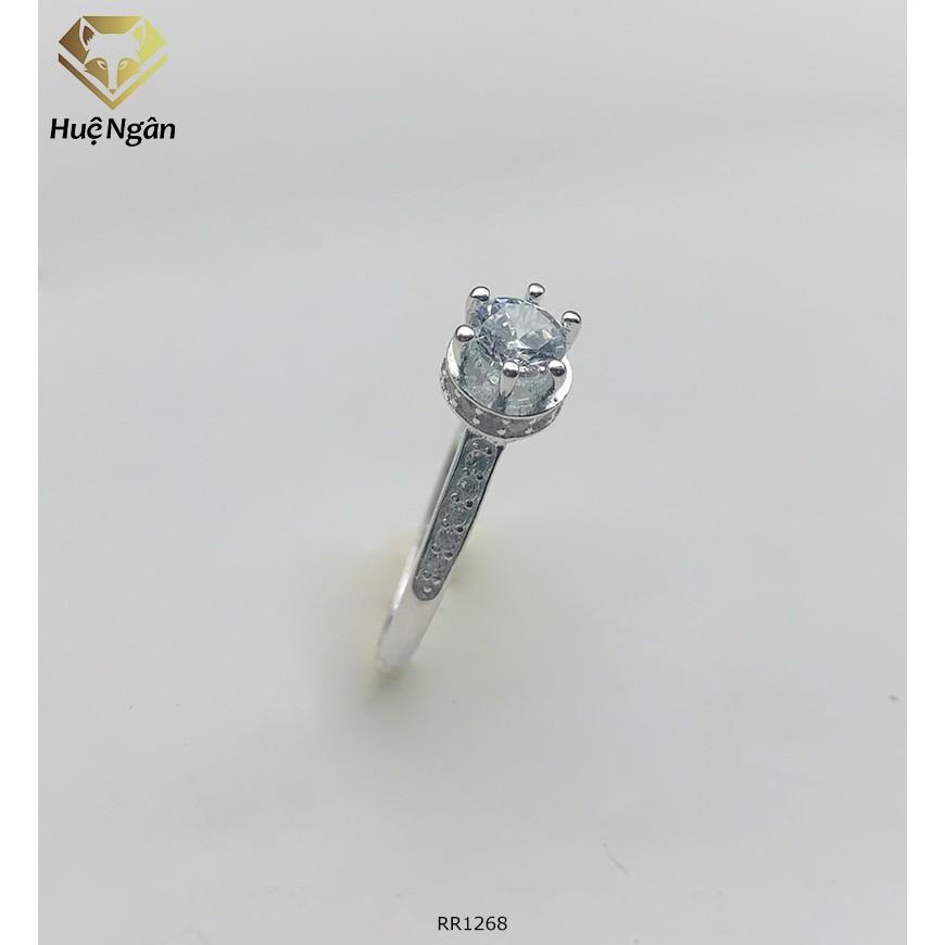 Nhẫn bạc 925 Huệ Ngân - 6 chấu viền đá RYR140115