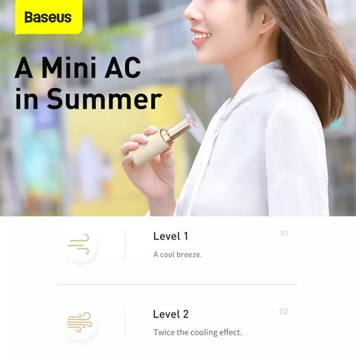 Quạt cầm tay mini Baseus dung lượng pin 2000mAh, vận hành mượt mà nhỏ gọn tiện dụng mang đi thích hợp cho các chuyến đi