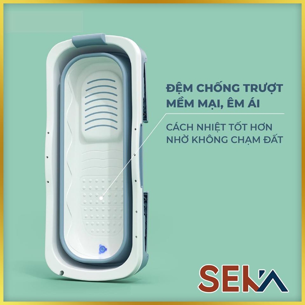 Bồn Tắm Gấp Gọn Thông Minh Seka 1m18 Có Nắp Đậy - Hàng Chính Hãng