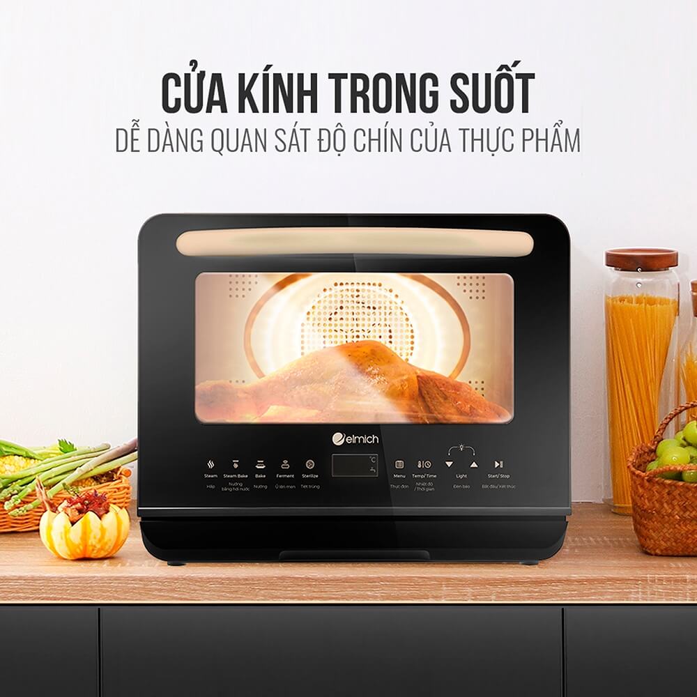 Lò chiên hơi nước cao cấp đa năng 9 in 1 Elmich 20L AFE-3943OL, Hàng chính hãng, chế độ làm sạch bằng hơi nước - JoyMall