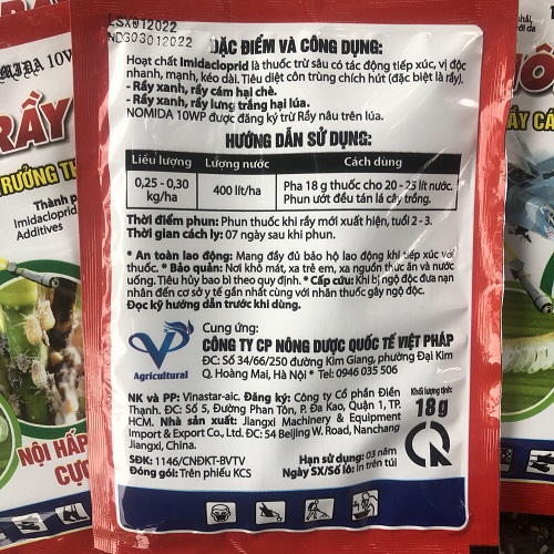 10 gói Thuốc Diệt Sâu, Diệt Rầy, Rầy Cám, Rầy Phấn Trắng, Rầy Trưởng Thành, Diệt Mọi Loại Rầy, Sâu Bọ Hiệu NOMIDA 10WP