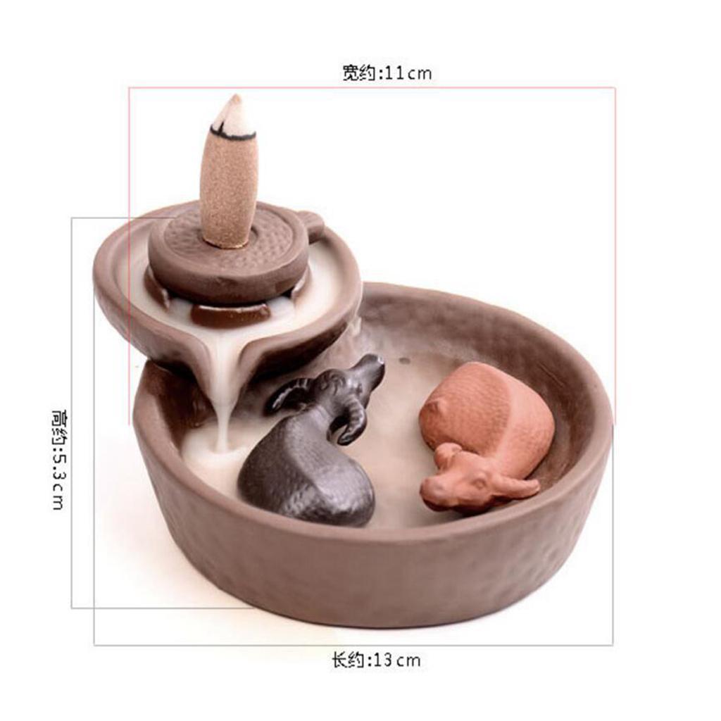 Incense Burner Backflow Censer Holder With 70pcs Sandalwood Incense Cones