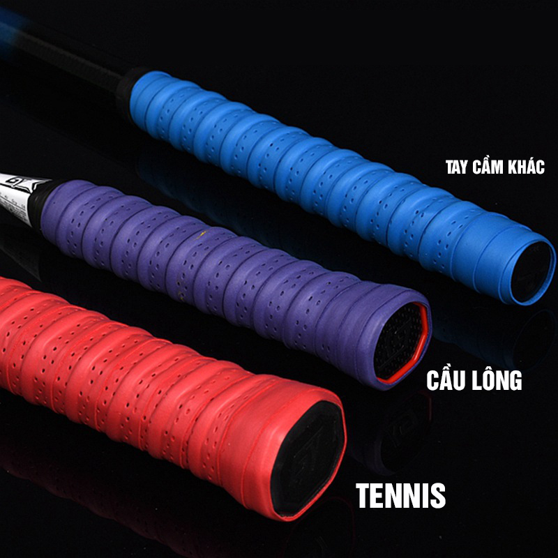 Quấn cán vợt Tennis, Cầu lông có gân chống xoay vợt, thấm hút mồ hôi Minh House