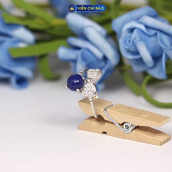 Nhẫn bạc nữ nơ gắn đá Lapis Lazuli chất liệu bạc Thái thời trang phụ kiện trang sức nữ thương hiệu Viễn Chí Bảo N400226