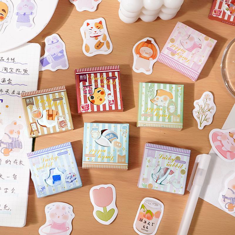 Hộp 45 hình dán sticker trang trí sổ tay hình chú thỏ Gigi Box Sticker ST236