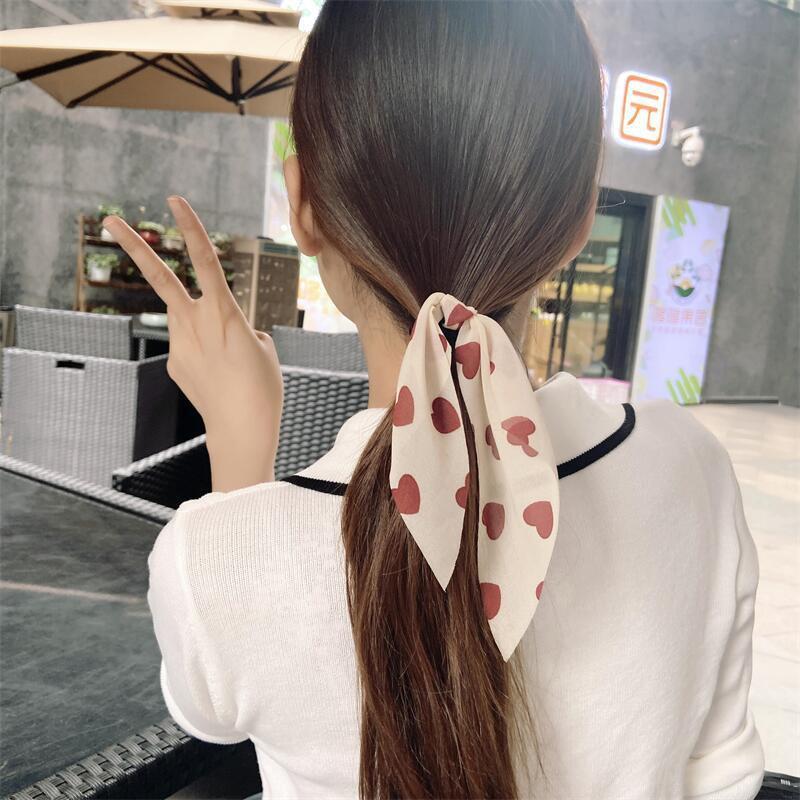 Cột tóc voan phối tim nơ thắt nút dây rũ vừa mềm mại tiểu thư Tatitava