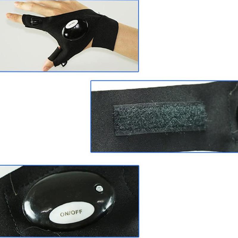 2 Cái/cặp Câu Cá Ngoài Trời Magic Dây Đeo Ngón Găng Tay Có Đèn LED Chống Thấm Nước Đi Xe Đạp Đi Cắm Trại Găng Tay Cứu Hộ Đèn Chiếu Sáng Găng Tay Color: 1 Left 1 Right